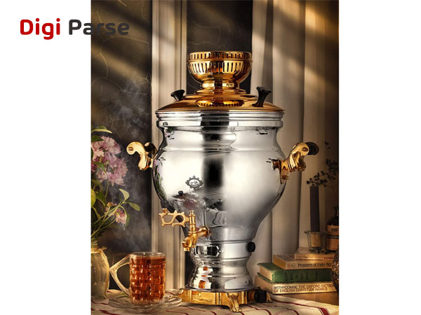 فروش سماور گازی عالی نسب مدل ارس نفیس طلائی گنجایش 8.5 لیتر