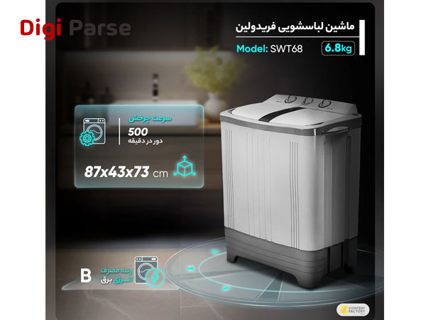 خرید ماشین لباسشویی دوقلو فریدولین مدل SWT68